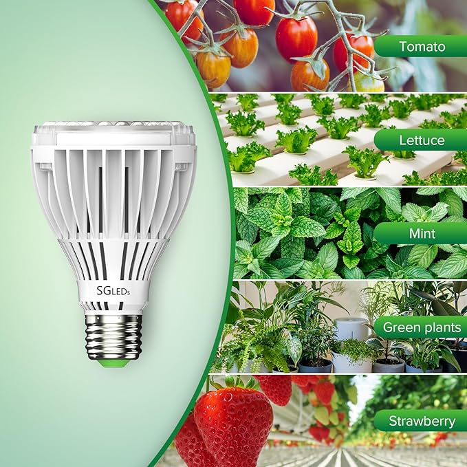 Dimmable Grow Light Bulb, Full Spectrum with Remote Control, Auto On Off Timing 4 8 12 Hrs, 32W