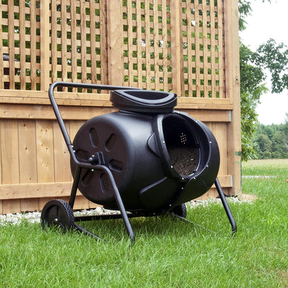 Koolscapes Wheeled Tumbling Composter – 50-Gallon Portable Eco-Friendly Rotating Bin BPA-Free