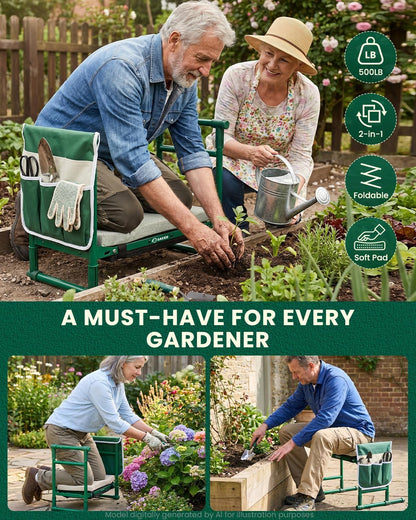 Saker 2026 Upgraded Garden Kneeler and Seat with 500LB Frame & Soft Pad