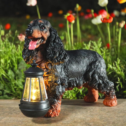 Garden Dog Statues Outdoor Decor, Solar Lights Outdoor Cocker Spaniel Figurine Garden Decorations