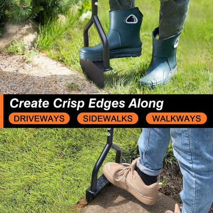 Colwelt Manual Edger Lawn Tool 40-inch, Half Moon Edger Chopper Lawn Tool with V-Shape Serrated