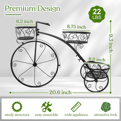 Sorbus Tricycle Plant Stand - Flower Pot Cart Holder - Ideal for Home, Garden, Patio - Great Gift