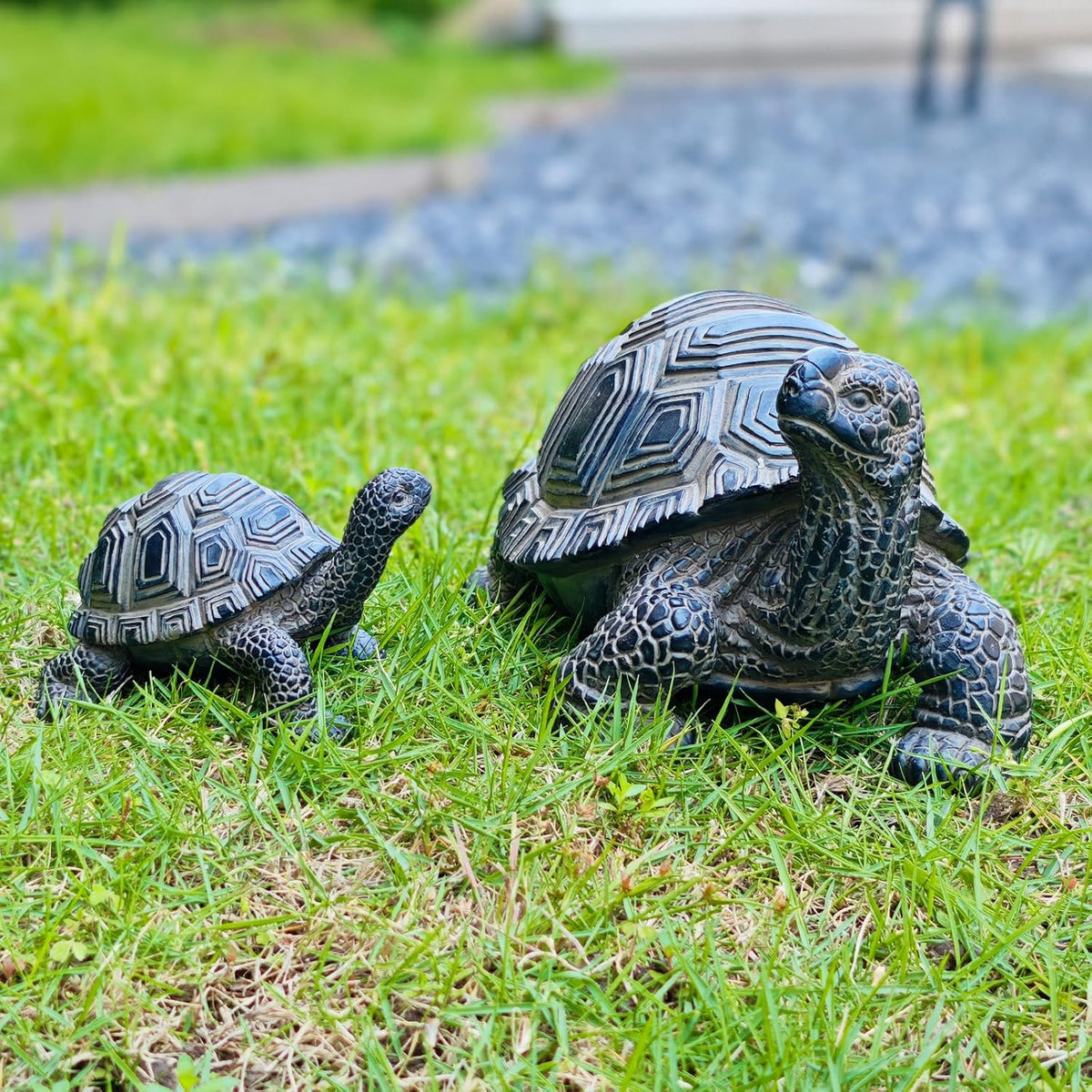 2 Pcs Turtle Outdoor Statue Tortoise Garden Figurine Outdoor Decor Sculpture Ornament, Resin