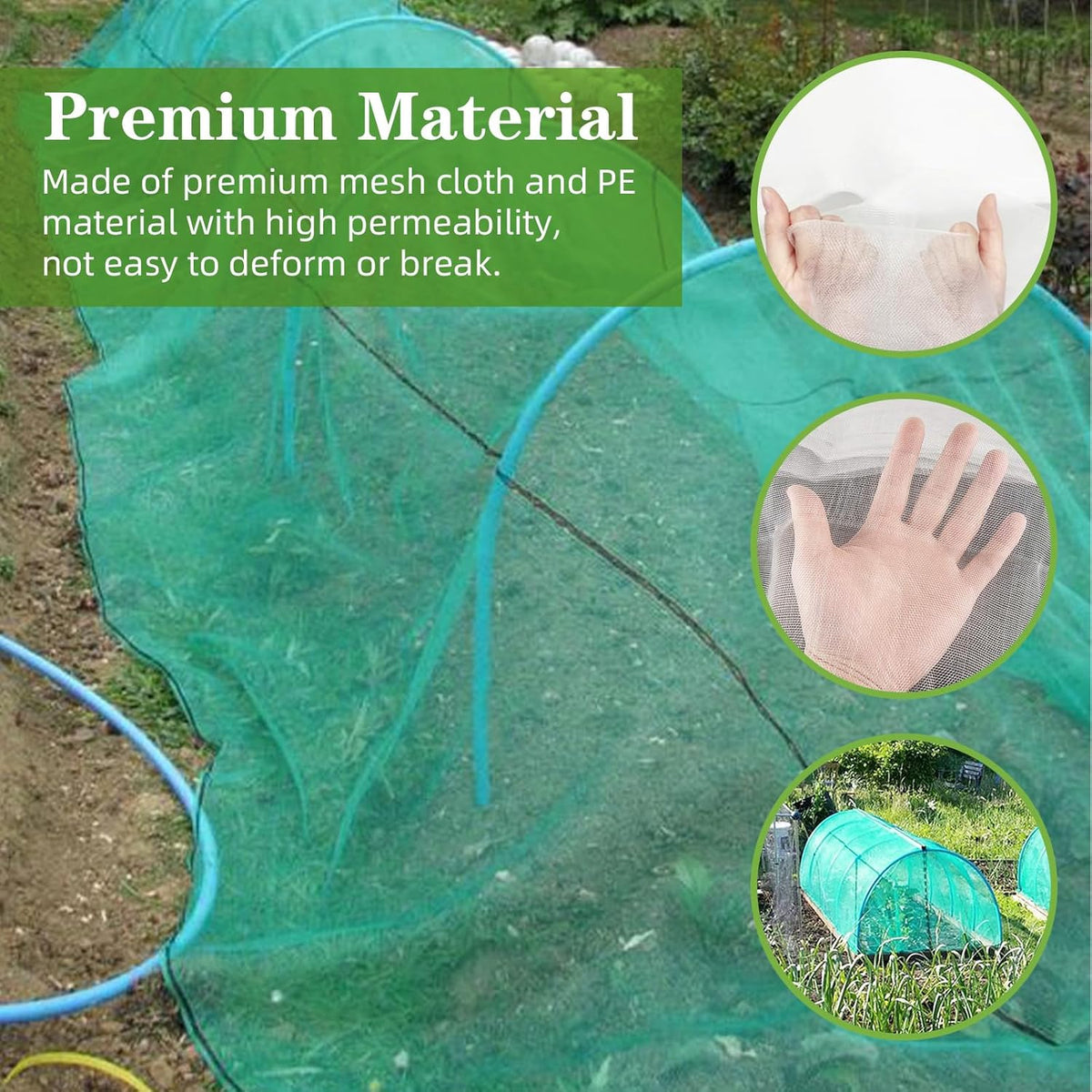 10 x 65FT Garden Mesh Netting, Ultra Fine Mesh Protection Netting Plant Covers Greenhouse Row Cover