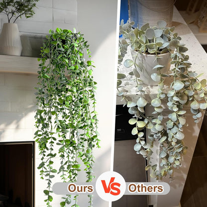 Artificial Hanging Plant 2 Pcs Faux Plant Ivy Vine Faux Eucalyptus Vines Fake Potted Greenery for