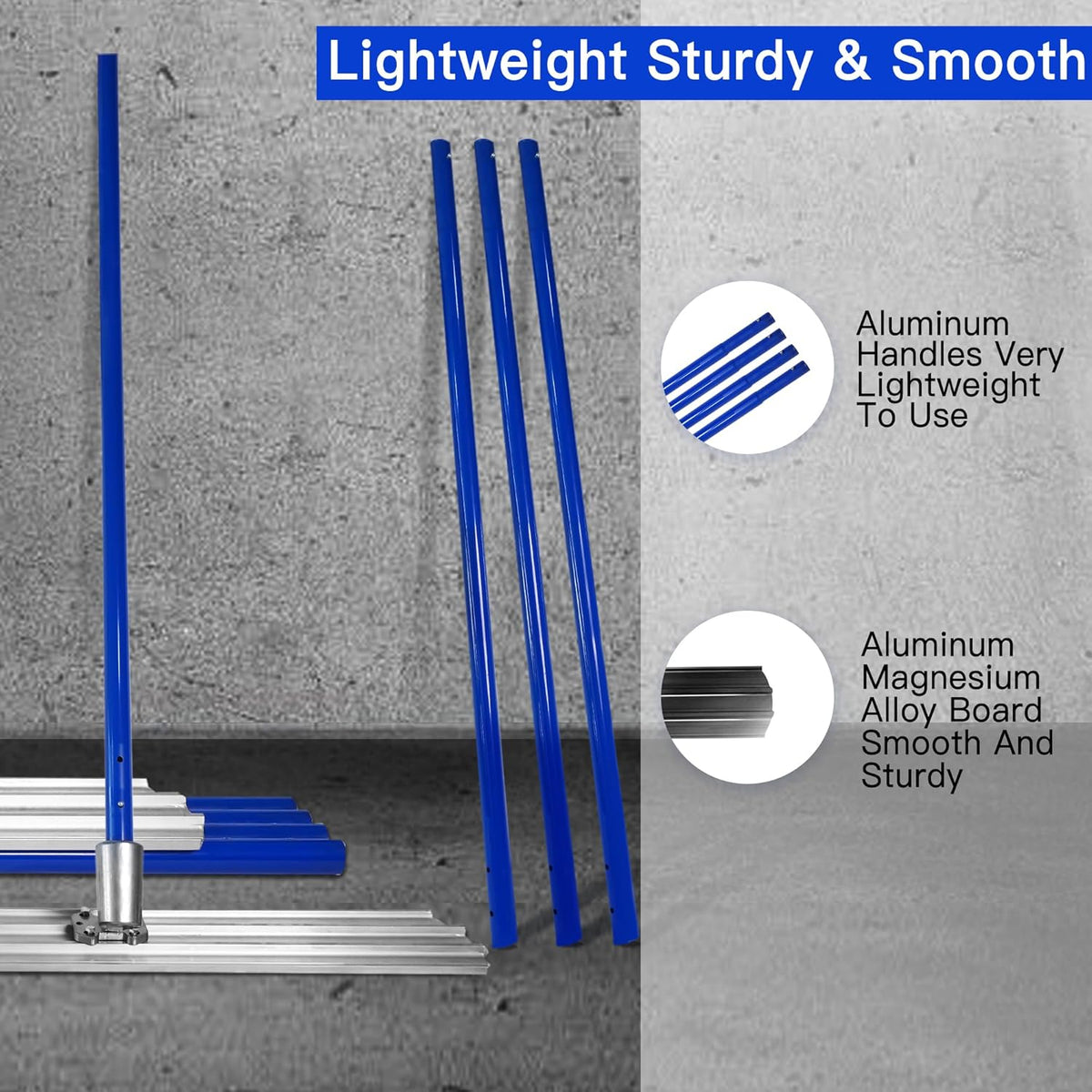 Bull Float Aluminum Magnesium Alloy Concrete Float 48"x8" Round End Board Kit trowel Tool Cement
