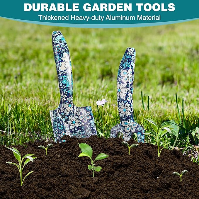 WORKPRO Aluminum Garden Tool Set, 4PCS Heavy Duty Hand Garden Tools with Box Include Trowel, Rake