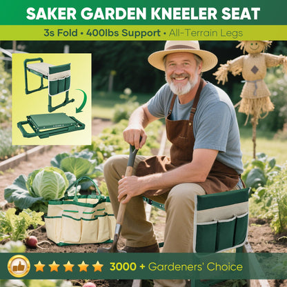 Saker Garden Kneeler and Seat Foldable Gardening Stool with Extendable Legs