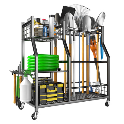EVERHANGER Garden Tool Organizer Stand, Garage Tool Storage Organization, Yard Tool Racks with