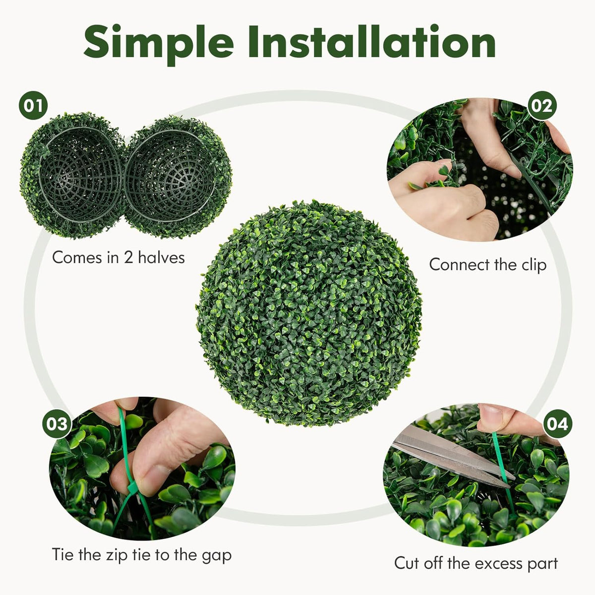 Goplus 2 PCS 16 Inch Artificial Plant Topiary Ball, Round Faux Boxwood Balls Outdoor, Fake Plant