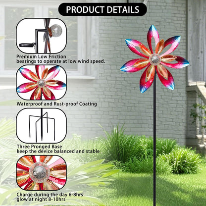 WONDER GARDEN Wind Spinners for Yard and Garden-Solar Wind Spinner - 5.2 FT Wind Sculptures &