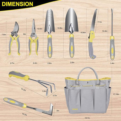 Garden Tool Set, Carsolt 10 Piece Stainless Steel Heavy Duty Gardening Tool Set for Digging