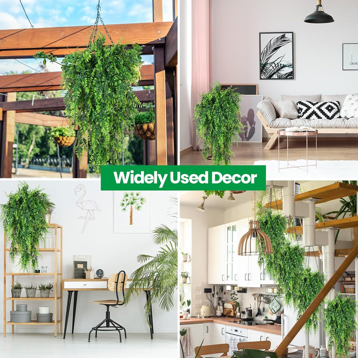 Geosar 36 Pcs Artificial Hanging Plants 32 Inch Hanging Boston Ferns Plastic Fake Plants for Wall