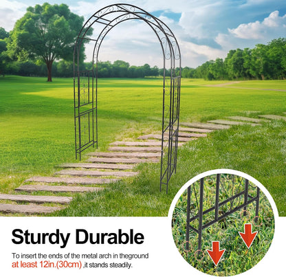 Metal Garden Arch 7.0ft High X 4.5ft Wide Garden Arbor for for Climbing Plants Roses Vines, Wide