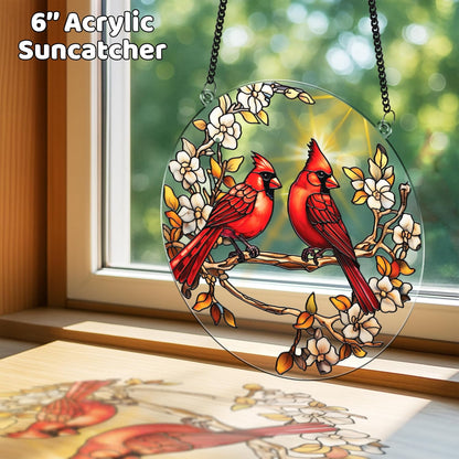 2 Cardinal Butterfly Acrylic Suncatcher, Art Decor for Home, Suncatcher for Window Hanging Indoor