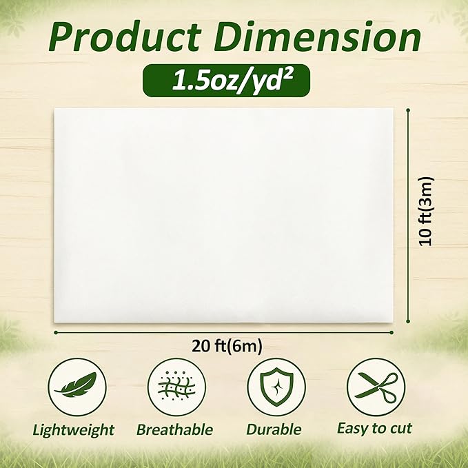 Gardzen 1.5 oz Plant Covers Freeze Protection, Reusable 10ft x 20ft Floating Row Covers, Thicker