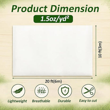 Gardzen 1.5 oz Plant Covers Freeze Protection, Reusable 10ft x 20ft Floating Row Covers, Thicker
