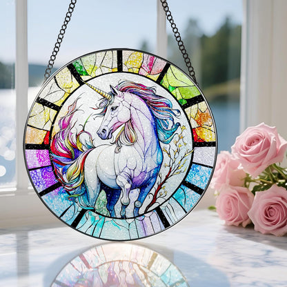 Stained Glass Window Hanging, Stained Glass Suncatcher, Unicorn Sun Catcher, Window Decor, Unicorn
