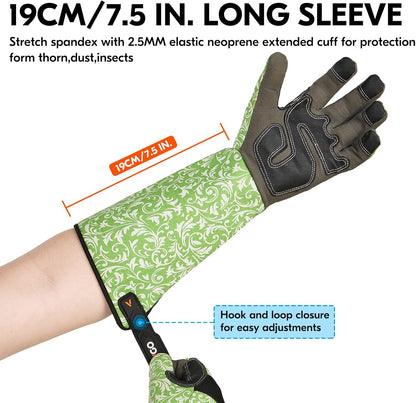 Vgo... 1 Pair Gardening Gloves Ladies,Safety Work Gloves,Long Sleeves Gauntlet,Puncture