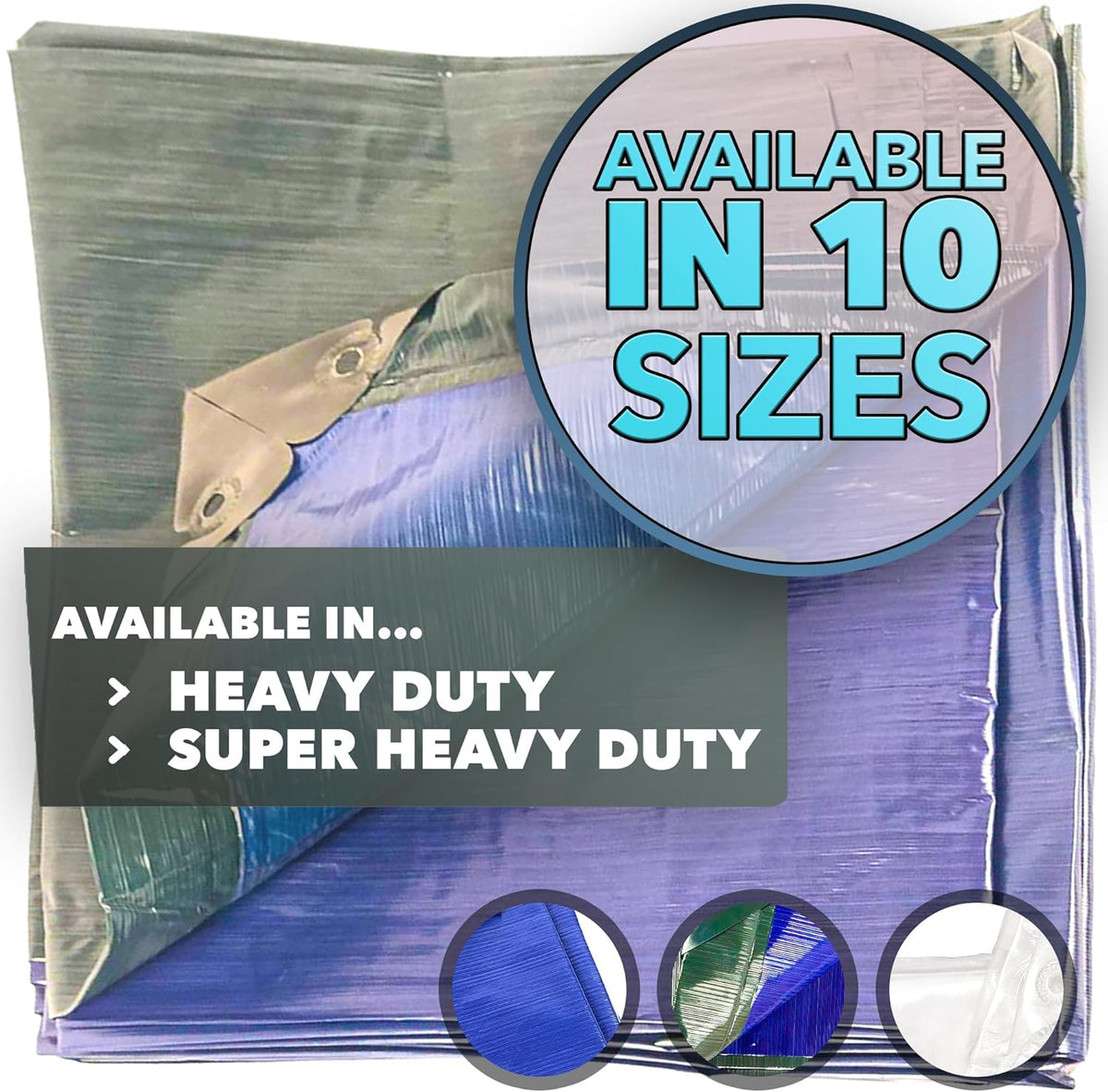 QUEEN OF TARPS | 6x8 Heavy Duty Tarp Waterproof, 120 GSM is 12 MIL, UV/Tear Resistant Tarp