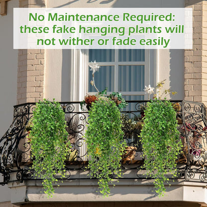 Hoteam 12 Pcs Artificial Hanging Plants 32 Inch Fake Ivy Vines with Fake Leaves Patio Artificial