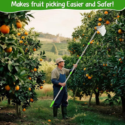 6.6 FT Fruit Picker Tool with Stainless Steel Pole & Soft Cloth Basket – Lightweight Tree Fruit