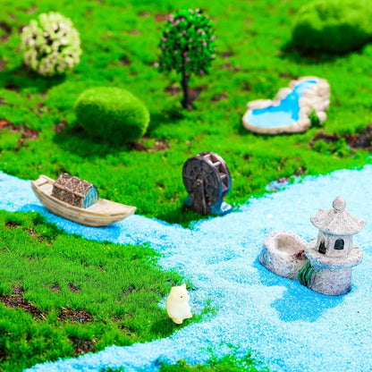 Jetec 12 Pcs Garden Accessories Miniature Bridge Mini Lighthouse Water Well Bridge Figurines Pond