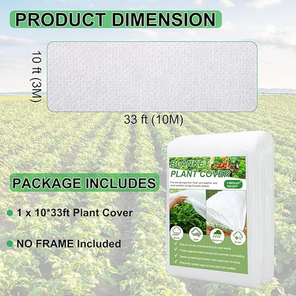 YDSL Plant Cover 10 Ft x 33 Ft Plant Covers Freeze Protection with Ultra Fine Mesh Reusable