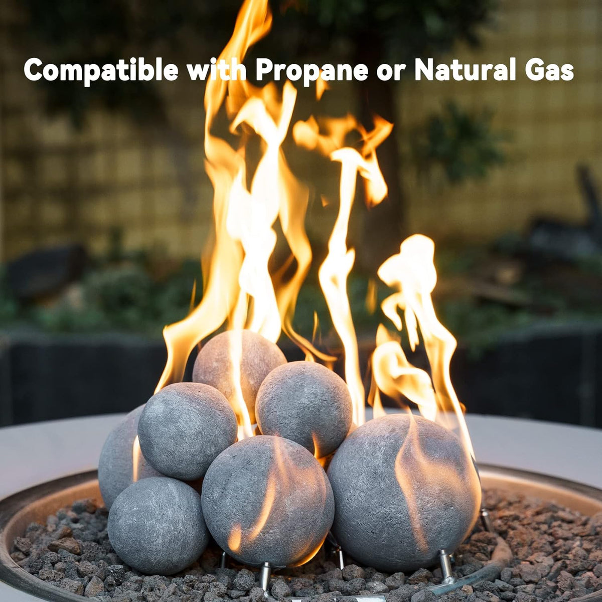 Skyflame Ceramic Balls, Set of 6 Round Fire Stones Set for Indoor and Outdoor Fire Pits or