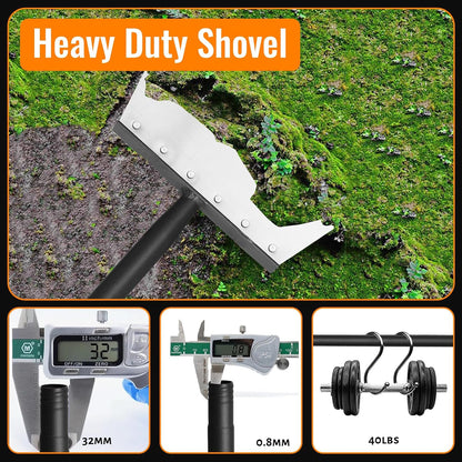 Garden Flat Shovel Scraper, Multifunctional Garden Cleaning Shovel with 59 Inch Long Handle, Heavy