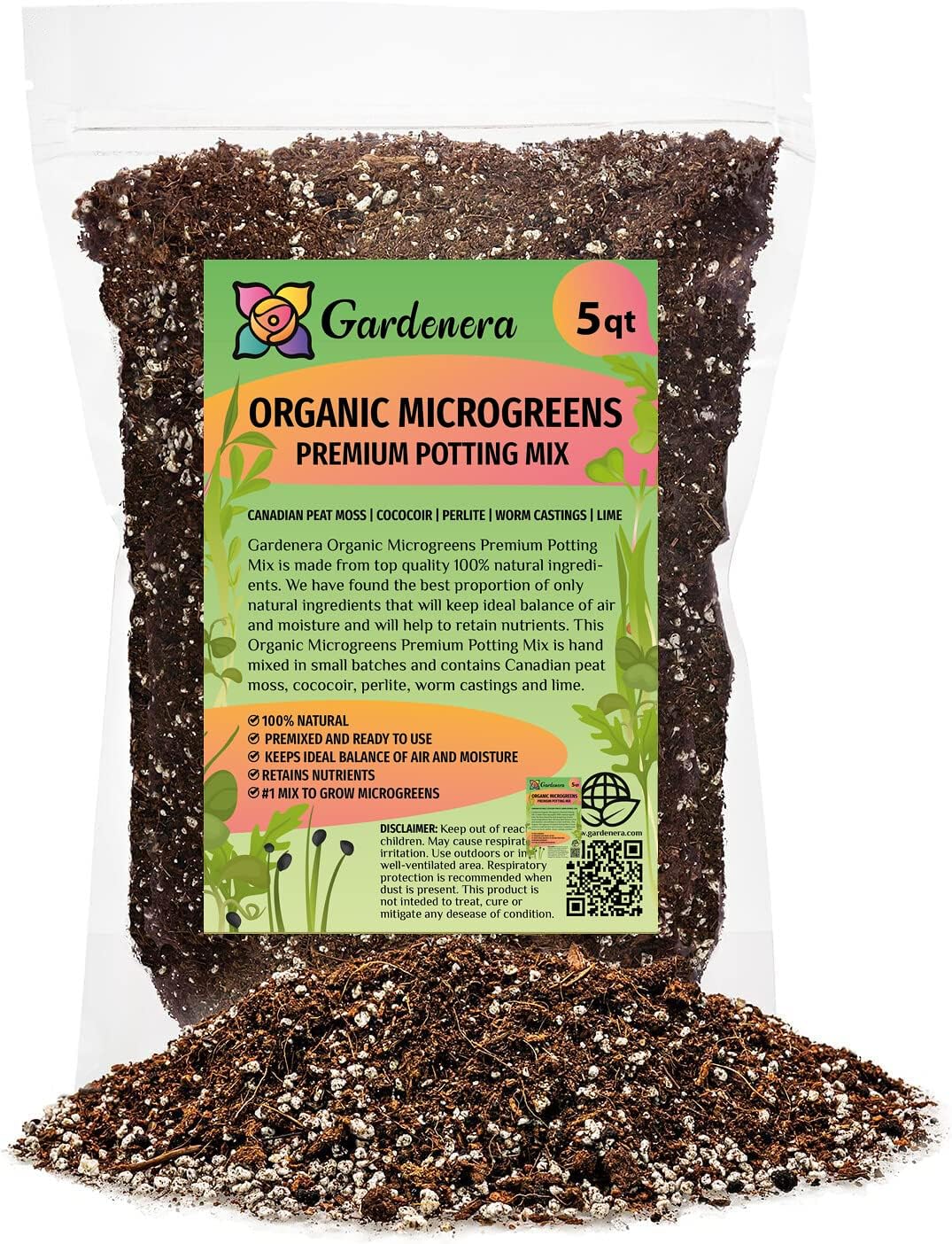 Gardenera Organic Microgreens Premium Potting Mix: Superior Nutrient Retention and Plant Vitality