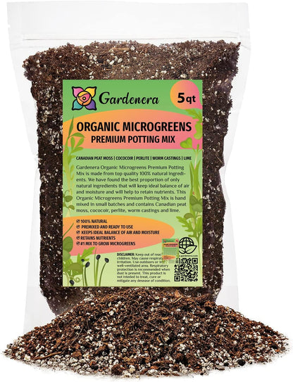 Gardenera Organic Microgreens Premium Potting Mix: Superior Nutrient Retention and Plant Vitality