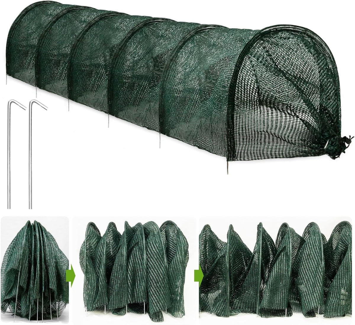 2 in 1 Portable Greenhouse Protection from Sun Heat,Garden Tunnel Shade Net Cover with