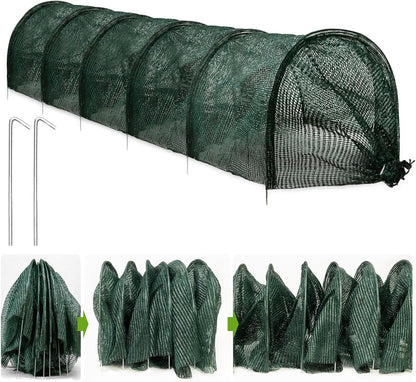 2 in 1 Portable Greenhouse Protection from Sun Heat,Garden Tunnel Shade Net Cover with