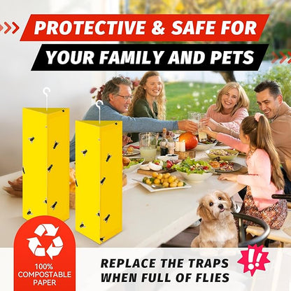 LULUCATCH Sticky Fly Traps, 10 Pack Fly Traps Indoor with Hanging Hook, Odorless Yellow Sticky Gnat