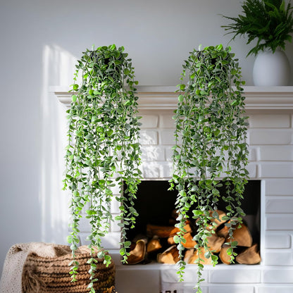 Artificial Hanging Plant 2 Pcs Faux Plant Ivy Vine Faux Eucalyptus Vines Fake Potted Greenery for