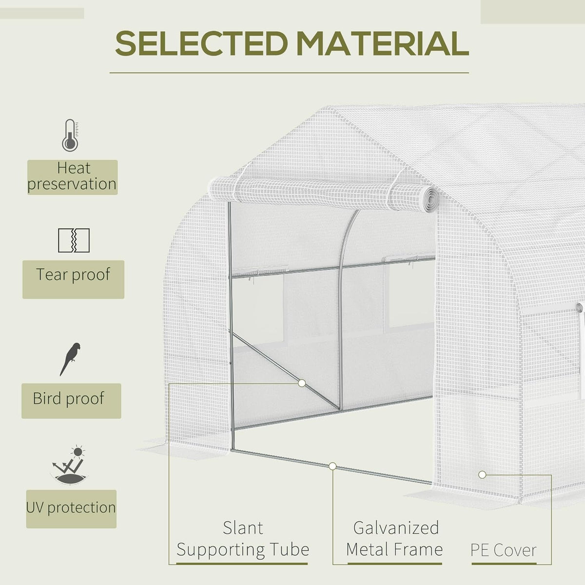 Outsunny 20' x 10' x 7' Walk-in Greenhouse, Tunnel Green House with Galvanized Steel Frame, Hoop