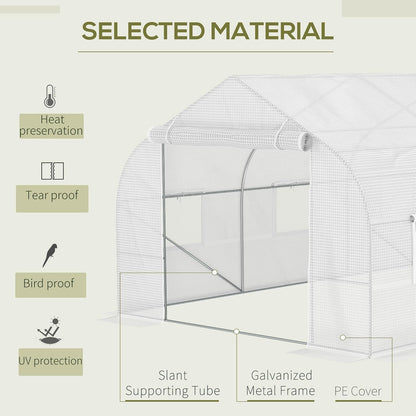 Outsunny 20' x 10' x 7' Walk-in Greenhouse, Tunnel Green House with Galvanized Steel Frame, Hoop