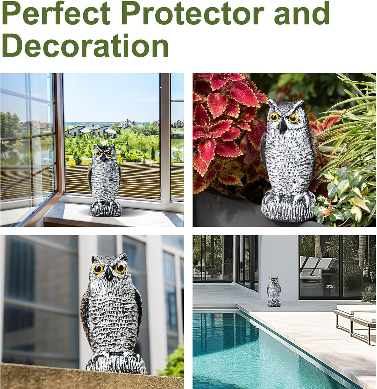 OFFO Bird Scare Devices Plastic Owl Scarecrow for Halloween Decorations Outdoor Garden, Yard, Pool