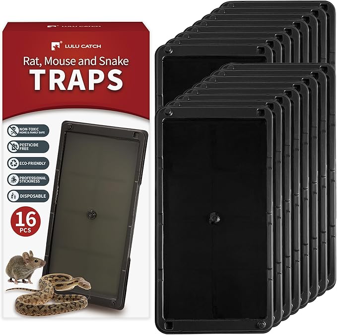 LULUCATCH Super Heavier Mouse Traps 16 Pack for Mice & Snakes with Non-Toxic Glue. Larger Sticky