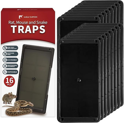 LULUCATCH Super Heavier Mouse Traps 16 Pack for Mice & Snakes with Non-Toxic Glue. Larger Sticky