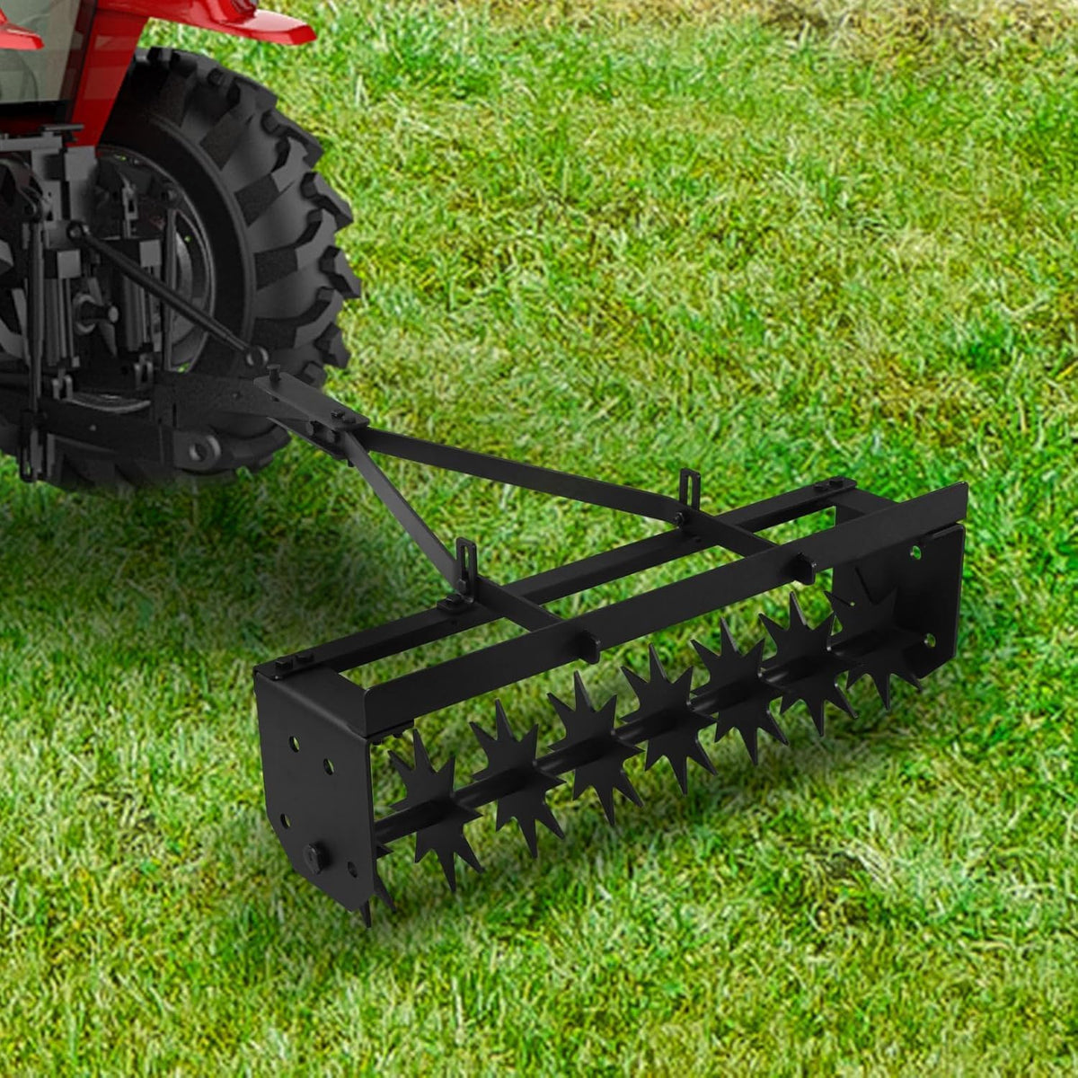 Tow Behind Lawn Aerator, 32" Heavy-Duty Core Aerator Tool, Manual Lawn Aerator, Plug Aerator with