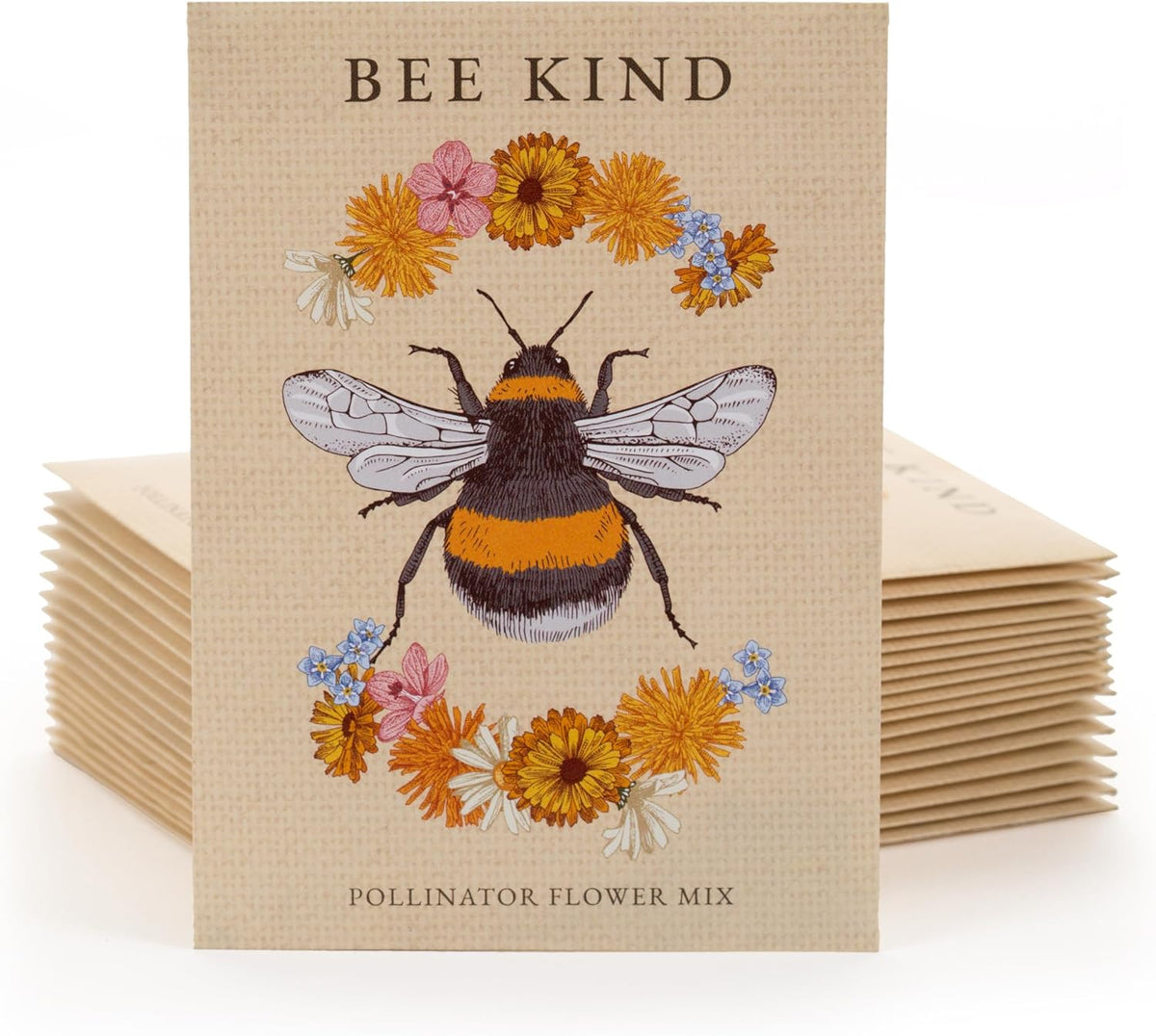 Bentley Seed Co. | Bee Kind Pollinator | Beautiful Bee Art | Environmental Favors Cards for Guests