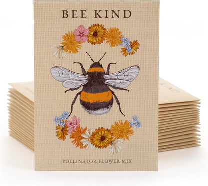 Bentley Seed Co. | Bee Kind Pollinator | Beautiful Bee Art | Environmental Favors Cards for Guests