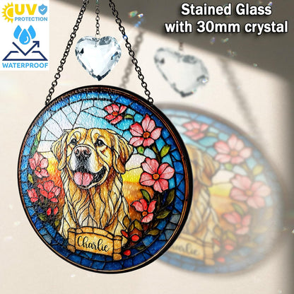 Personalized Pet Portrait Stained Glass Window Hanging, Sympathy Decoration Suncatcher for Loss of