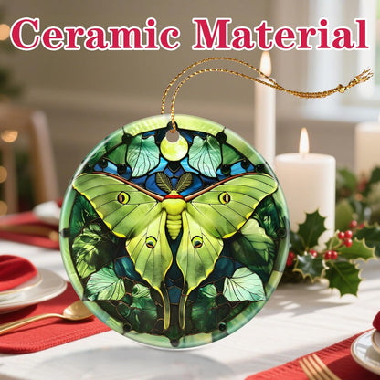 Christmas Ornament, Christmas Decoration, Ceramic-Style Luna Moth Ornament, Heirloom Keepsakes