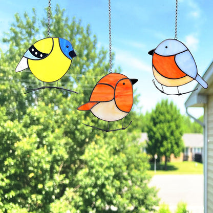3 Pack Birds Stained Glass Suncatchers, Handmade Window Hanging, Cute Sun Catchers, Indoor Outdoor