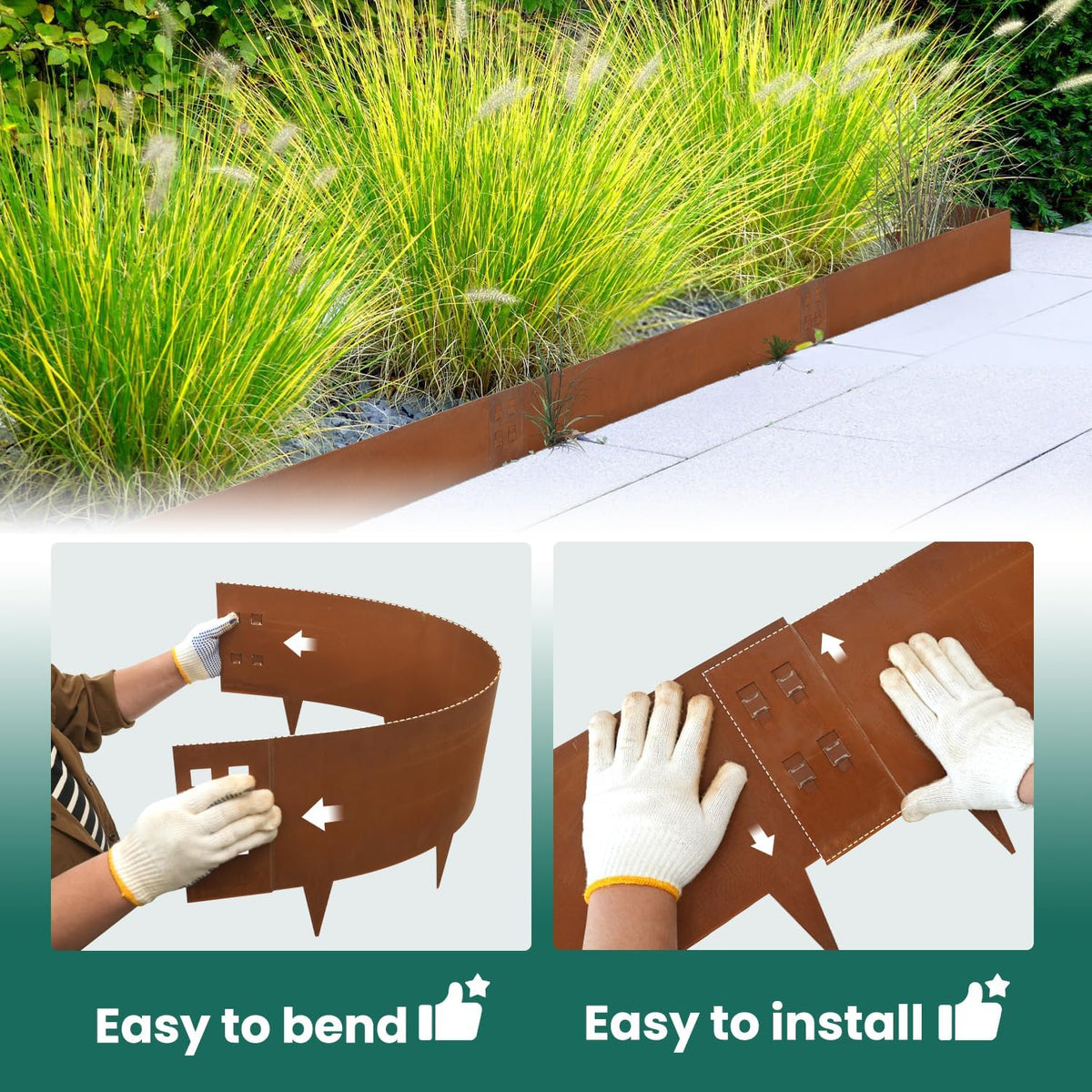 Corten Steel Edging Steel Landscaping Edging 40 Inch Strips 12 Inch Depth Garden Landscape Edging