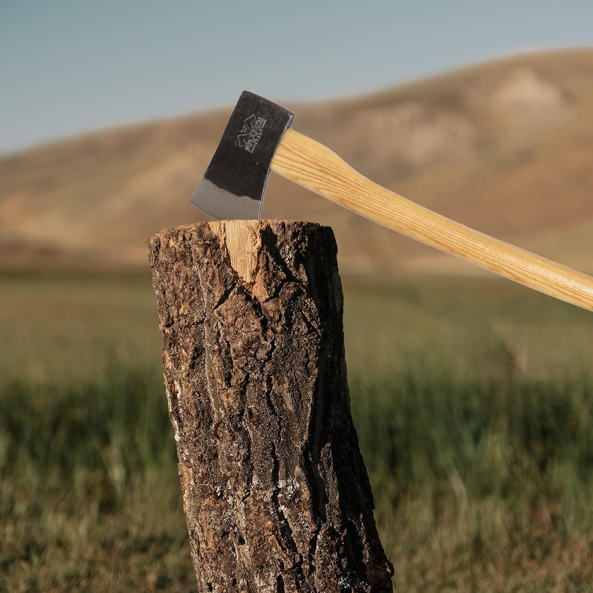 Prandi Axes Yankee C45 Forged Carbon Steel Hatchet - Hickory Handle with Leather String - Ideal for