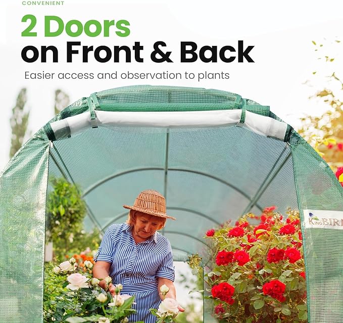 KING BIRD Premium 15x6.6x6.6FT Greenhouse for Outdoors, Large Walk-in Upgraded Galvanized Metal